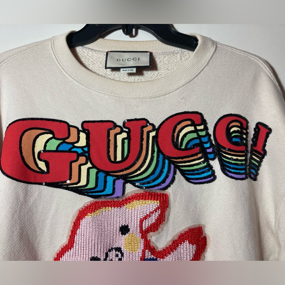 Gucci Sequins & Crochet Year Of the Pig Limited Sweatshirt Size XSmall/Small - Picture 7 of 16